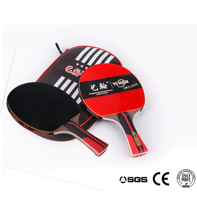 5- stjerners bordtennisracket med bag  +3 baller, kort håndtak ping pong padle, pingpong balltre, student sportsutstyr: 2 årer 3 baller