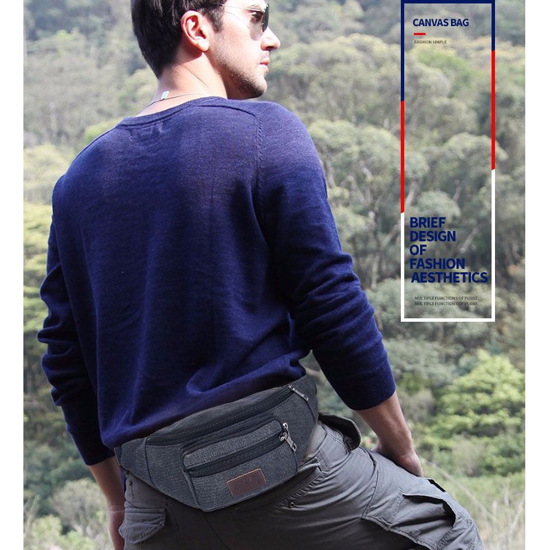 Canvas Travel Waist Belt Bag Women Fanny Pack Bumbag Lasies Outdoor Feni Bags Chest Bag Shoulder Waiste Beg Men Pouch Zipper
