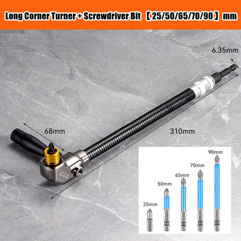 90/105 Degree Angle Electric Corner Turner, Electric Screwdriver Hardware Tool Accessories, Elbow Universa Flexible Shaft: Red