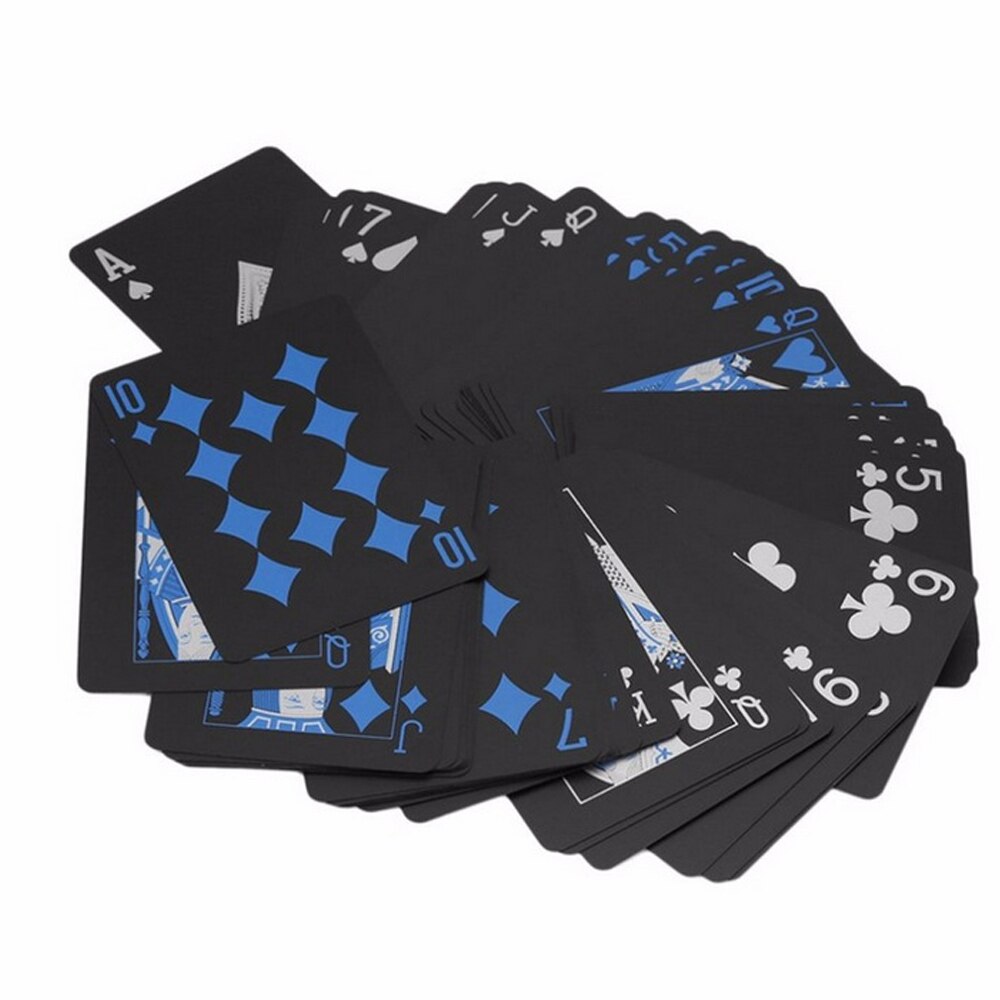 54 pièces en plastique de supérieure PVC Poker imperméable noir cartes à jouer pratique cartes de jeu de Poker magique