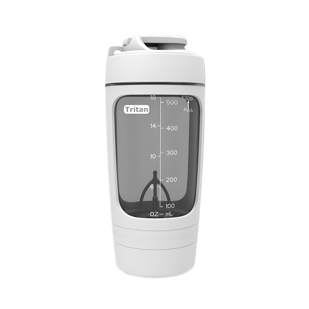 Portable Blender Bottles Electric Protein Powder Shaker Bottle Automatic Mixing Cup Electric Shaker Bottle Powdered Milk Shaker: WHITE