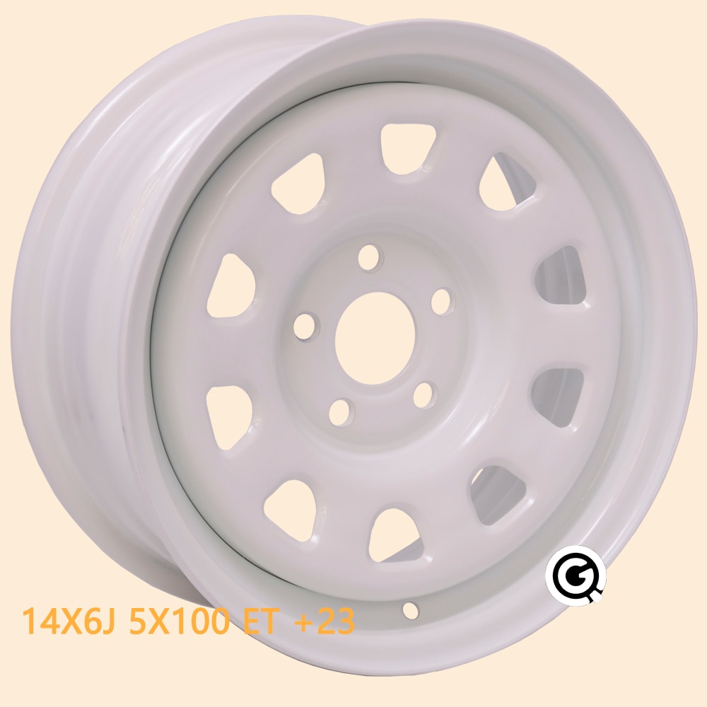 14inch steel wheel 14X6J 5X100 offset 23 white polo rims 5 holes