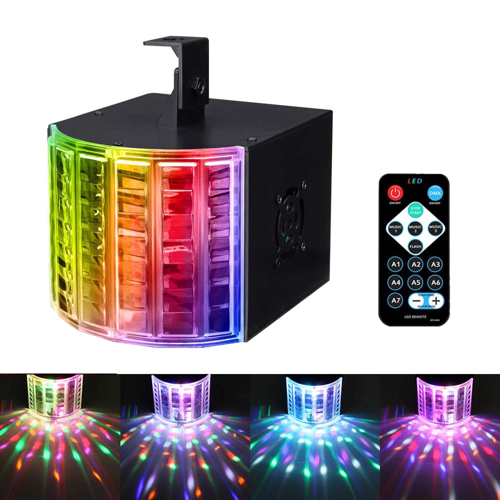 8 farger mini led scenelys dj partylys effekt for bryllup dj bar dmx lydkontroll disco lys eu/us plugg