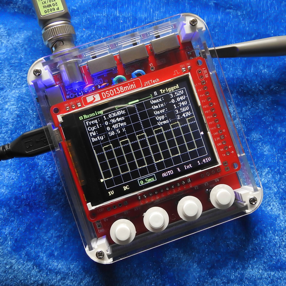 DSO138 Mini Digitale Oscilloscoop Diy Kit Smd Onderdelen Pre-Gesoldeerd Elektronische Leren Set 1msa/S 0- 200khz Transparant Case