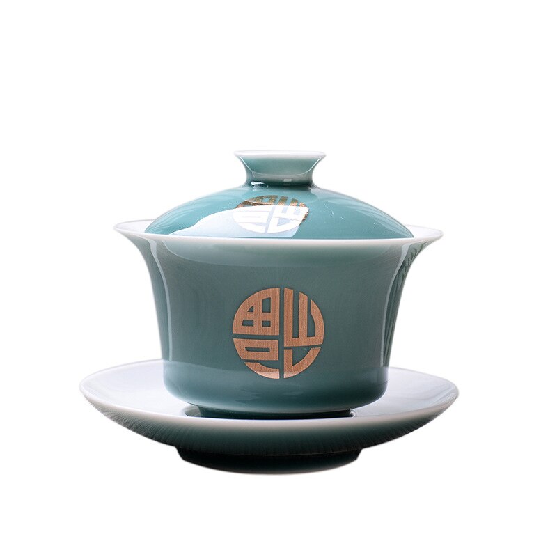 150ml KungFu Tea Set Advanced Obsidian Tea Tureen,Chinese Kung Fu Flower Gaiwan Puer Kettle,Teapot lovers must have