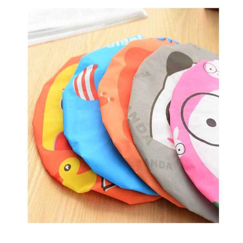 Cute cartoon shower bath cap women hat for baths and saunas lace elastic band cap spa cap women kids hair protective cap