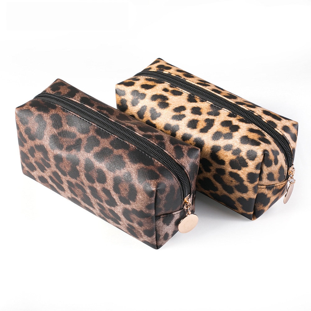 Material de oficina para escuela, , estuche para lápices de leopardo, bolsa de cosméticos Kawaii de PU, caja de lápices de arte portátil, almacenamiento de papelería