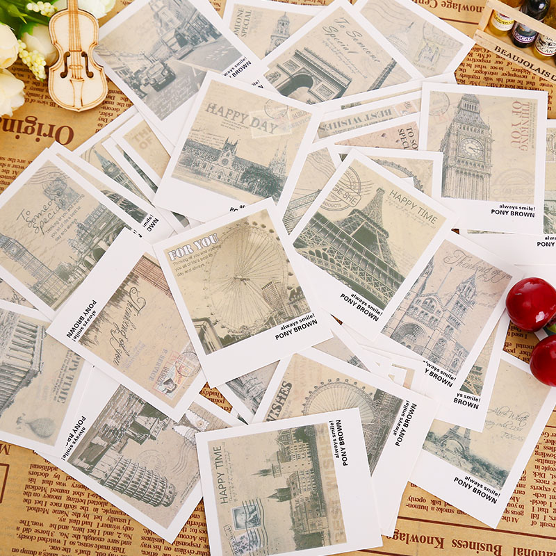 40 unids/caja retro paisaje de Europa mini Tarjeta de mensaje festival tarjeta de felicitación para niños suministros escolares