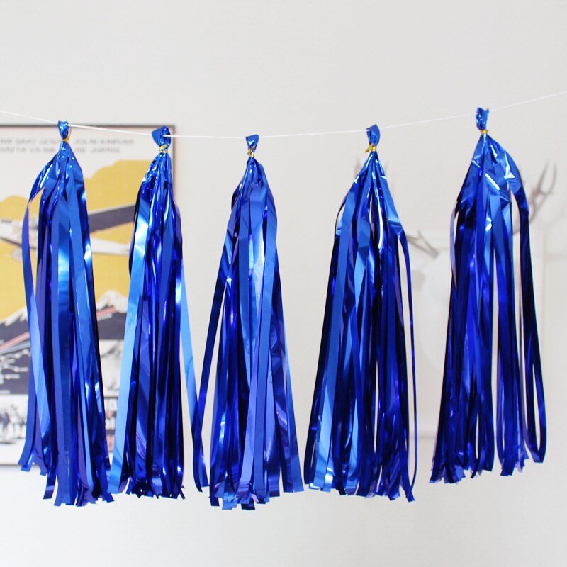 Ballons en ruban à paillettes et pampilles, 5 pièces, guirlande de décoration pour fête d'anniversaire, mariage, banquet, scène, fournitures de décoration: Blue