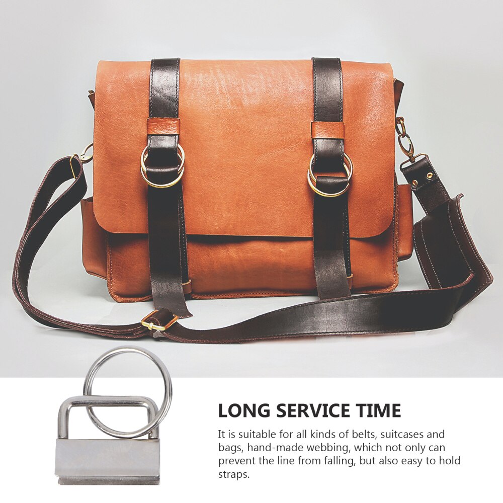 50Pcs Diy Stof Sleutelhanger Fob Polsbandje Met Key Ring Voor Lanyard Bagage Riem Accessoires (25Mm, zilver)