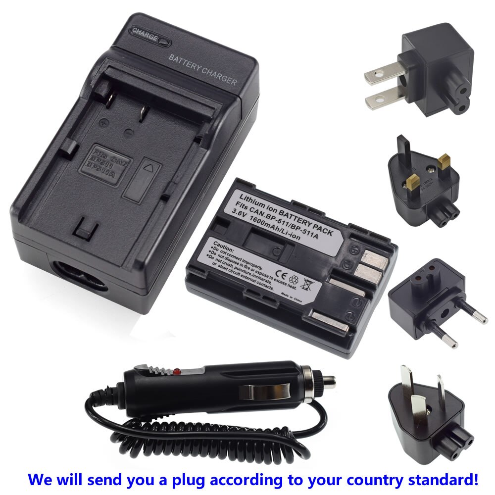 4X BP-511 Battery + Charger for Canon EOS ZR45MC ZR50MC 30D 40D 50D 300D Digital Rebel D30 D60 DS6041 MV730i MV750i
