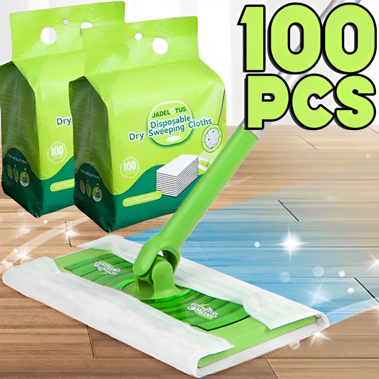 100PCS Disposable MicroFibre Electrostatic Floor Cloths Dust Removal Mop Paper Floor Cleaning Wipes for Flat Swivel Mop