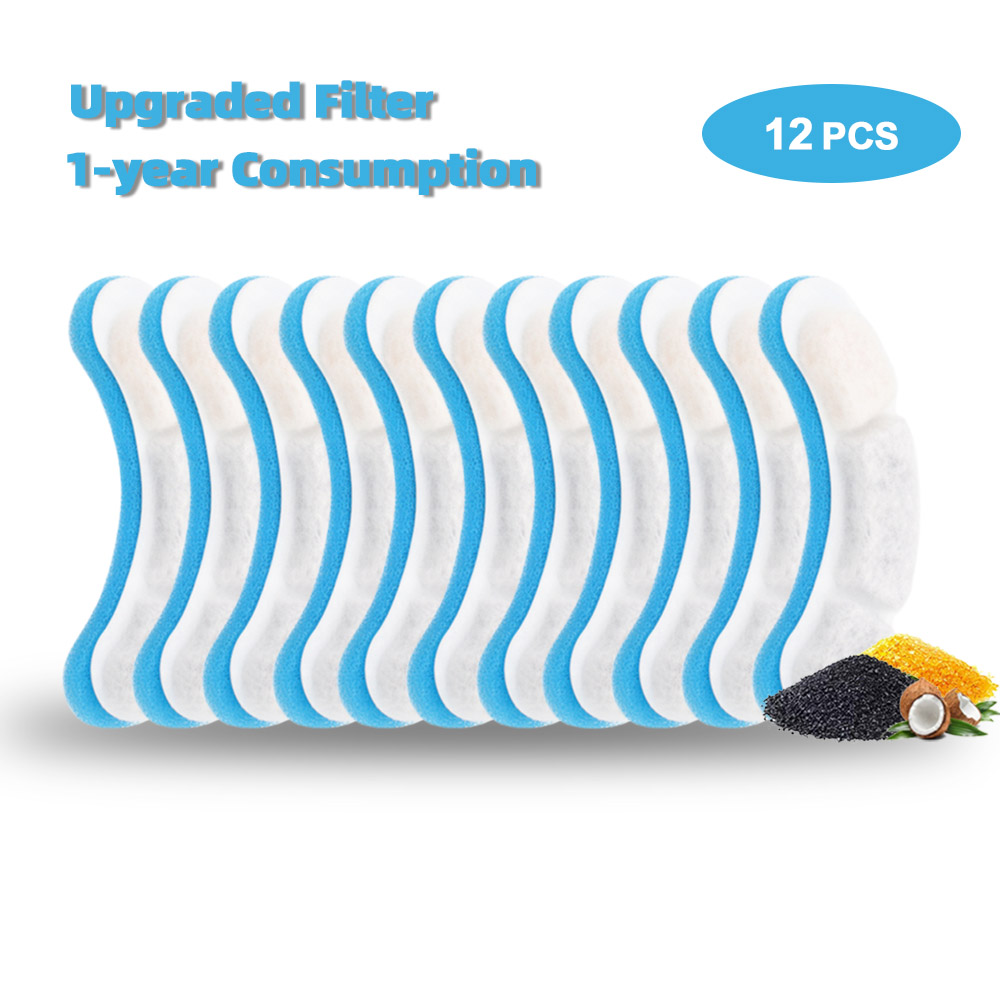 DownyPaws-Filtros de carbón activado para bebedero de mascotas, accesorio de repuesto para fuente de agua automático de gato, tipos WF050/WF060, por 4, 8 y 12 uds.: Upgraded-12 Packs