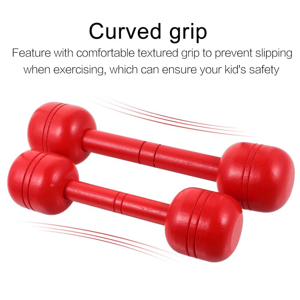 2 stuks houten halters, rode handgewichten, halterstangen, fitnessapparatuur voor kinderen