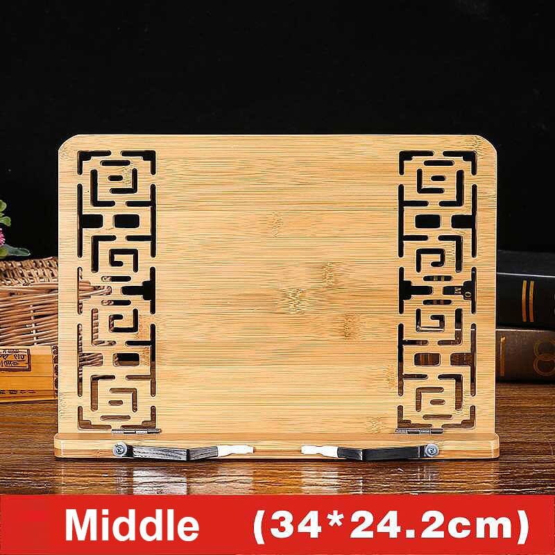 Bamboo Book Stand - Reading Rest holder Cookbook Cook Stand/Foldable Tablet PC textbook/Music Document Stand/Desk Bookrest: middle
