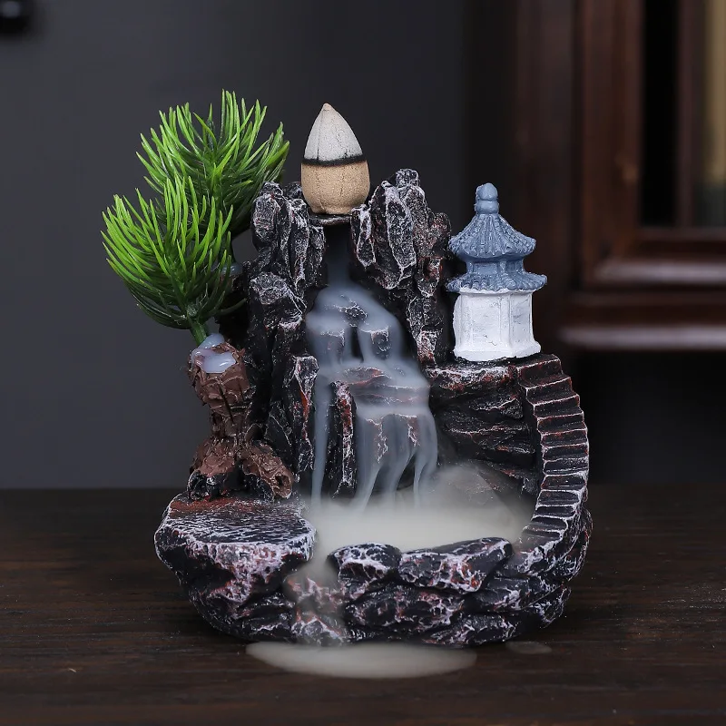 Incense Burner Resin Backflow Incense Smoke Waterfall Incense Holder For Aromatherapy Environment Cleansing Yoga Home Decor: Lavender