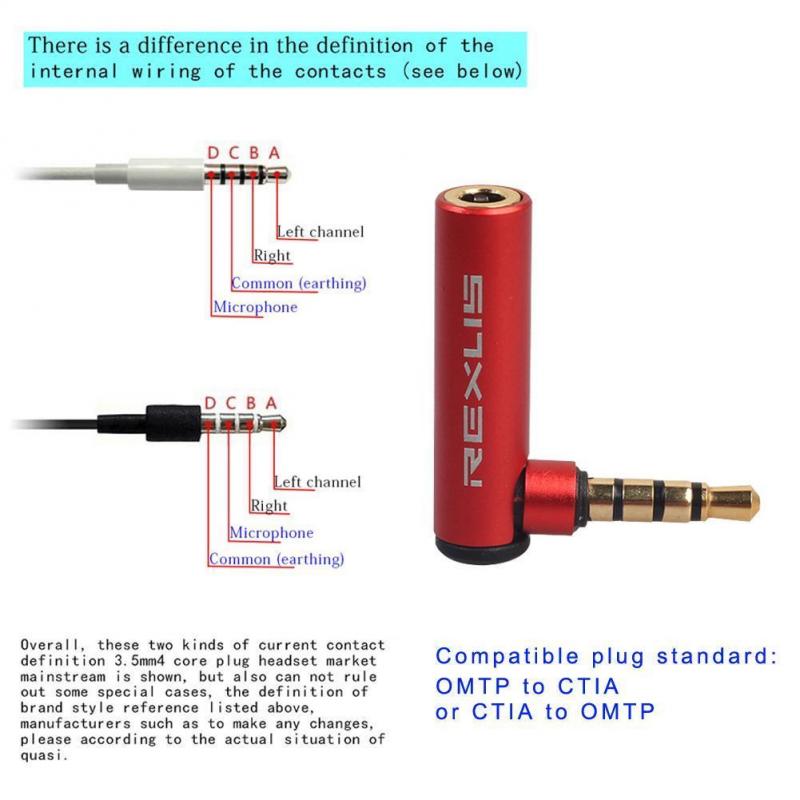 90 graden Haaks 3.5mm Man-vrouw Audio Converter Adapter Connector OMTP to CTIA Microfoon 3.5mm Jack Plug