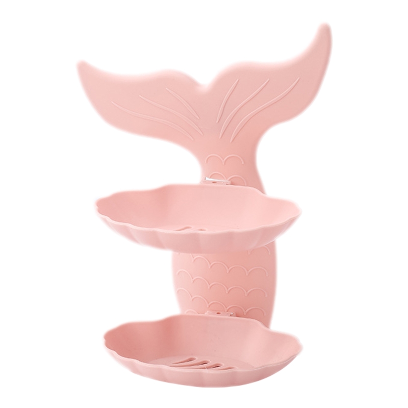 Dwuwarstwowa mydelniczka ścienna mydelniczka w kształcie ryby zlew robić przechowywania w kuchni toaleta wc bez dziurkacza: różowy