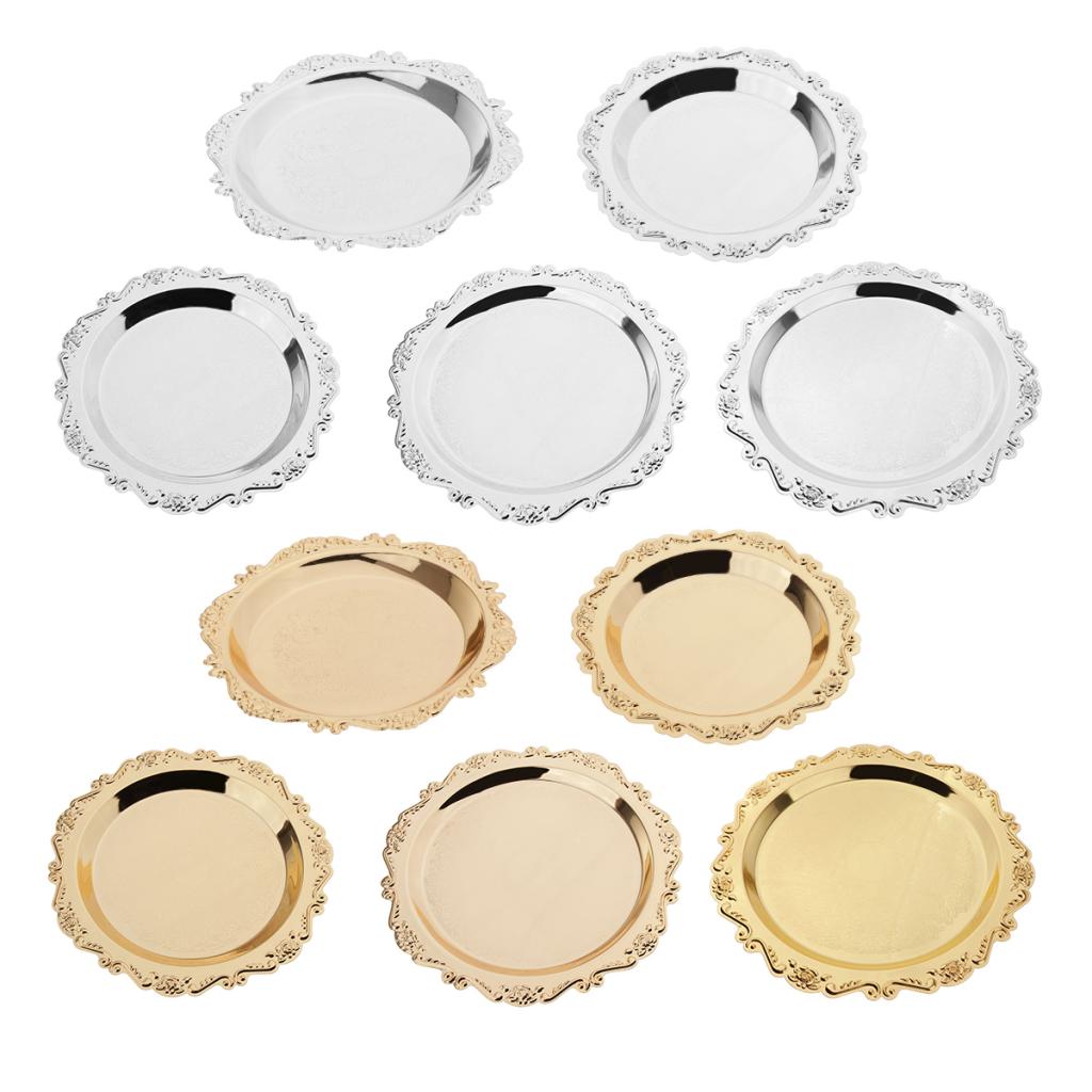 Hard Gold Metal Plates Set - 4' 6' Gold Round Plates - Washable and Reusable for
