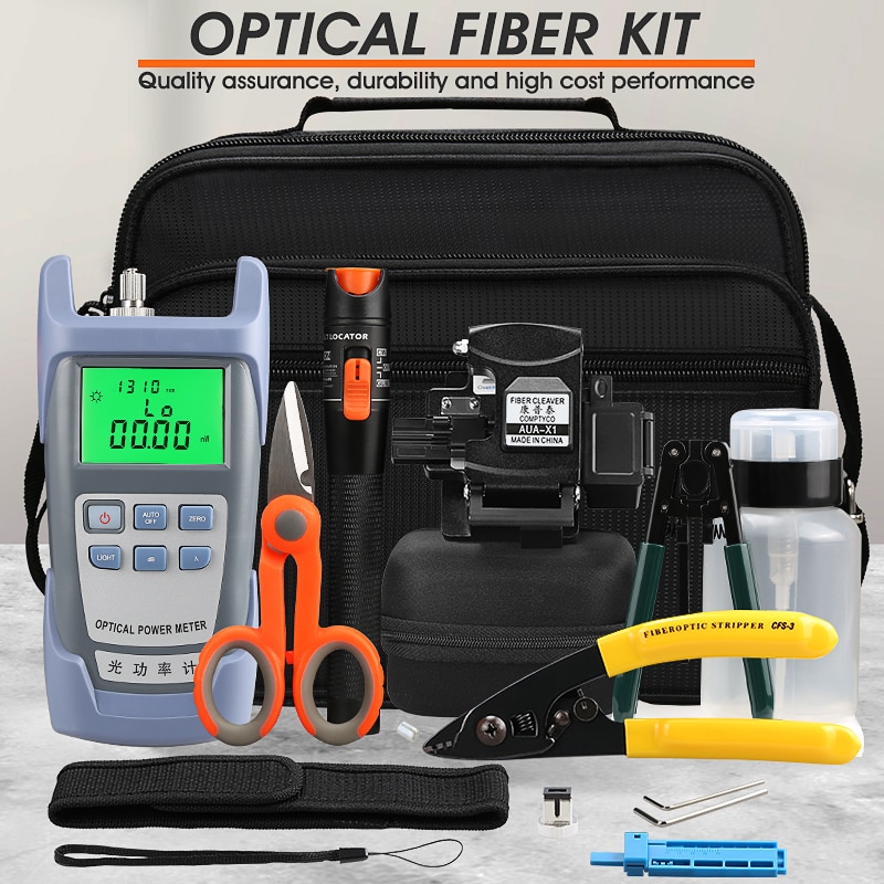 16 Pz/set FTTH Fibra Ottica Tool Kit con il Nuovo AUA-X1 Fibra Ottica taglierina e 5KM di Visual Fault Locator Stripper strumento