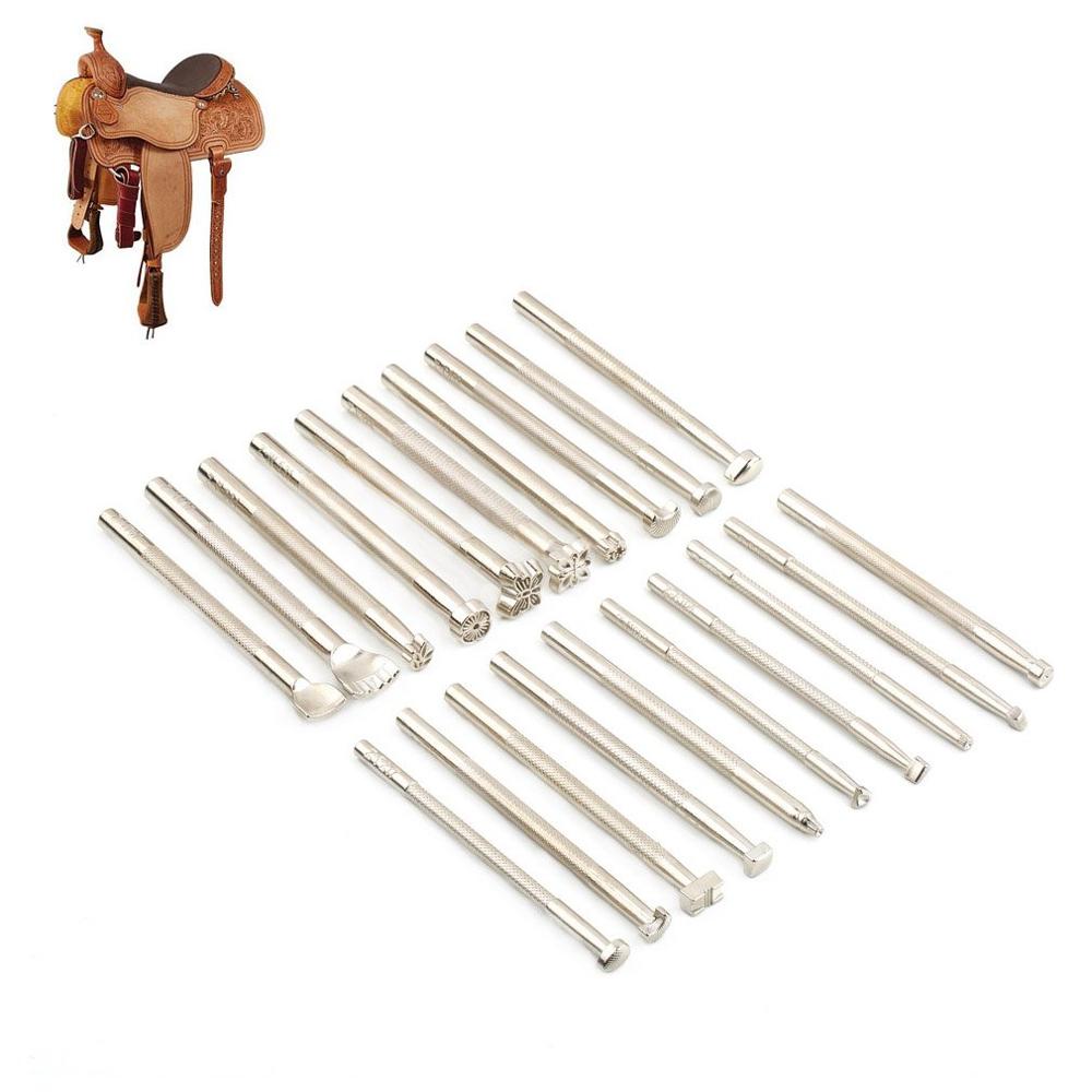 20pcs/Set Metal Leather Working Saddle Making Tools Carving Leather Craft Tool Set DIY Hand Tool Craft Kit