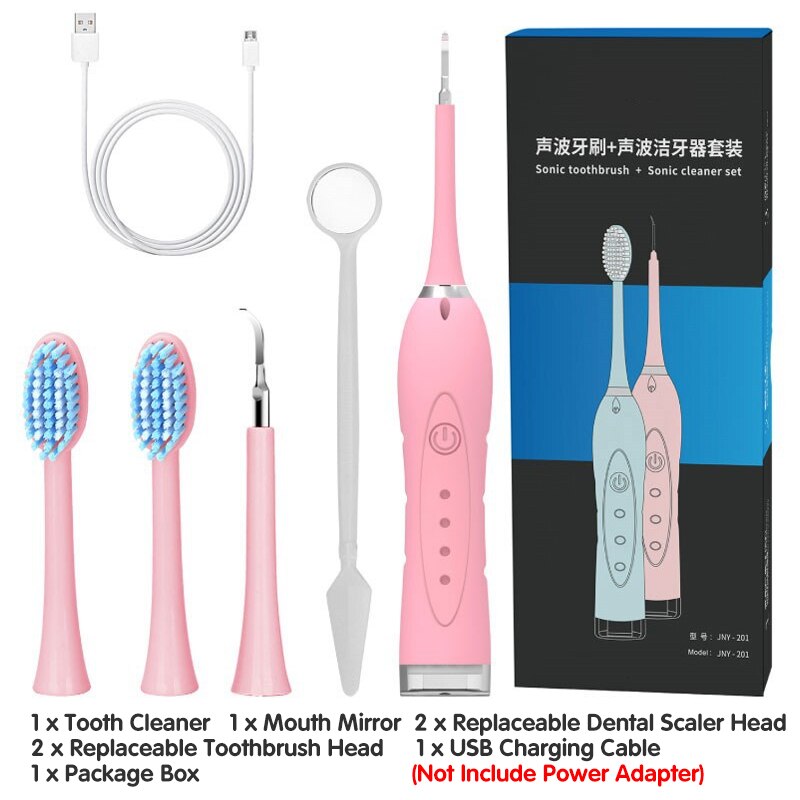 4 Grades Adjustable Electric Ultrasonic Sonic Remove Dental Stones Cleaning Instrument Washing Machine Whitening Teeth Oral Care: Pink