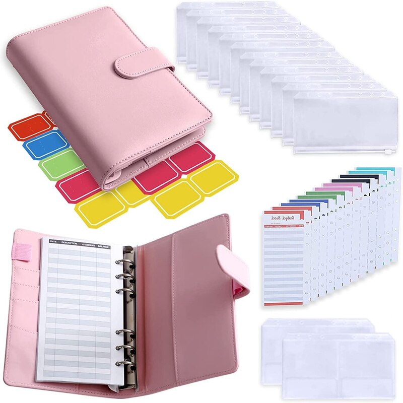 Carpeta A6 de 29 unidades, archivador de precios, gestión de facturas, adecuada para diarios de viaje, cuadernos de negocios: Pink