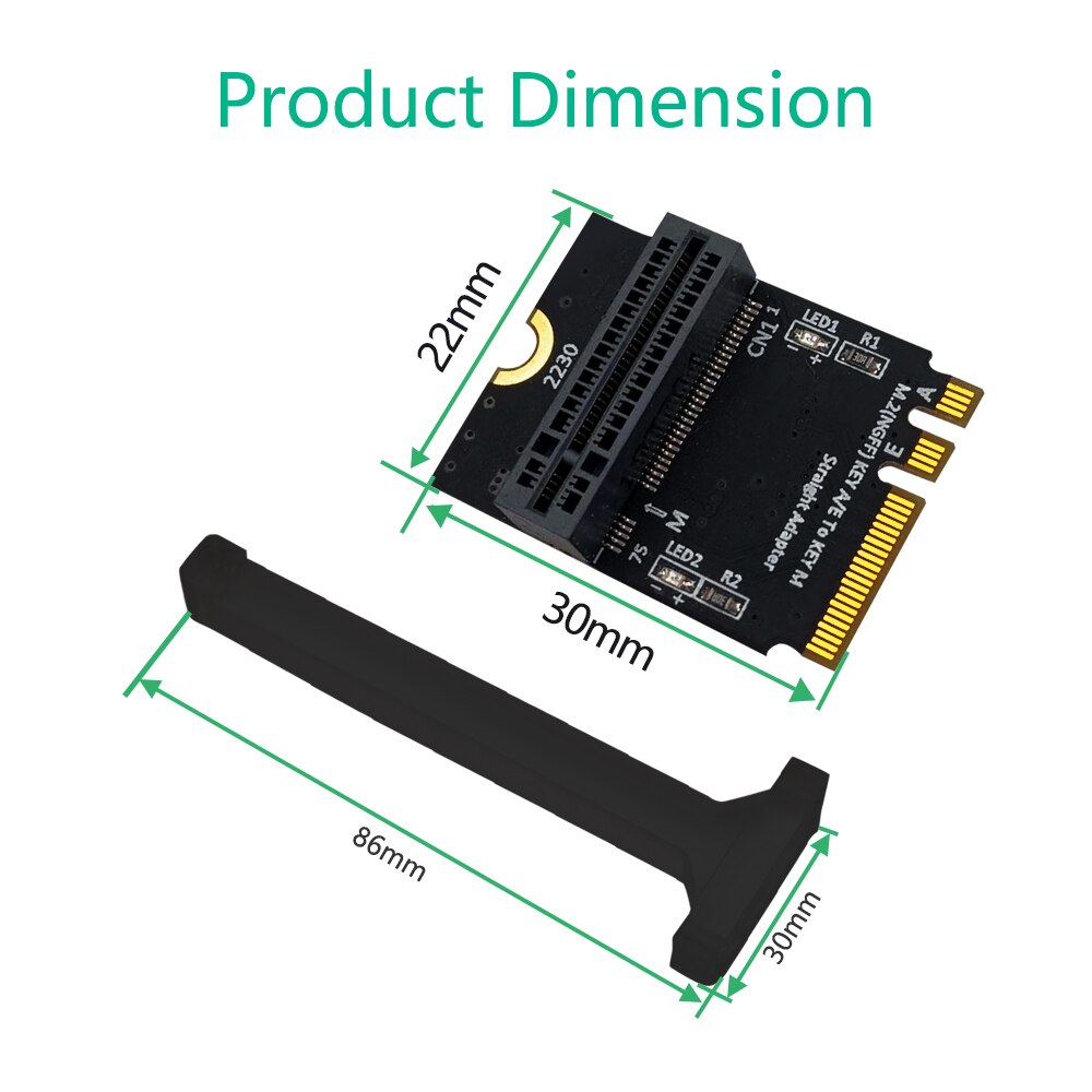 Adaptador Añadir en la tarjeta M.2 NVME SSD PCIE M2 NGFF Key M A M.2 Key A/E, instalación Vertical para tarjeta elevadora 2280 M2 NVME SSD