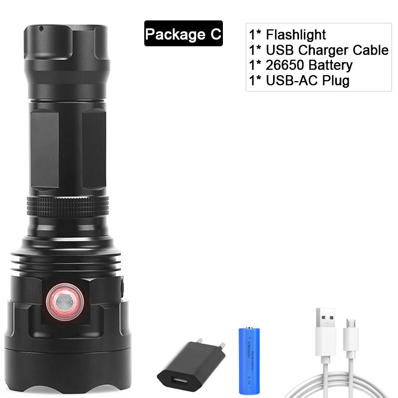 MAYTHANK Meest Krachtige Draagbare Zaklamp LED Super Helder USB C Oplaadbaar, Zijlantaarn/Lang Bereik/Lang Duurzaam/Handgreep/Riem, Grote Spotlight Zaklamp Zware Duty Hoge Macht Sterke Zaklamp Thuis