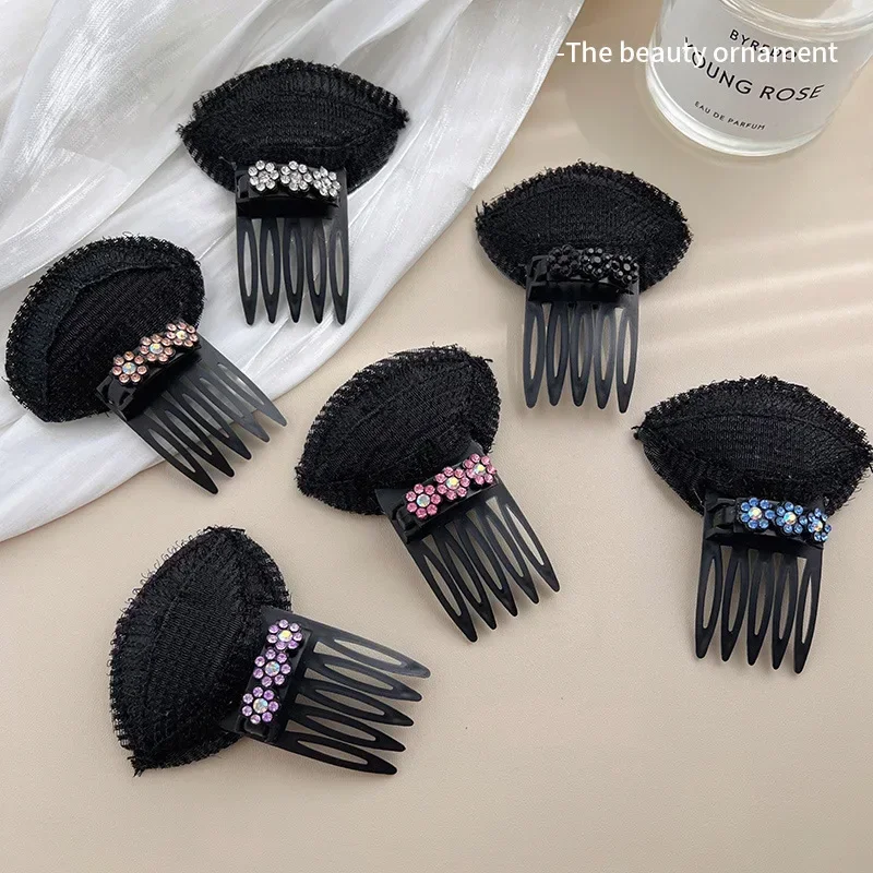 Rhinestone Puff Hair Head Cushion Invisible Fluffy Hair Pad Sponge Clip Bun Bump Volume Hairs Base For Women Hair Accessory
