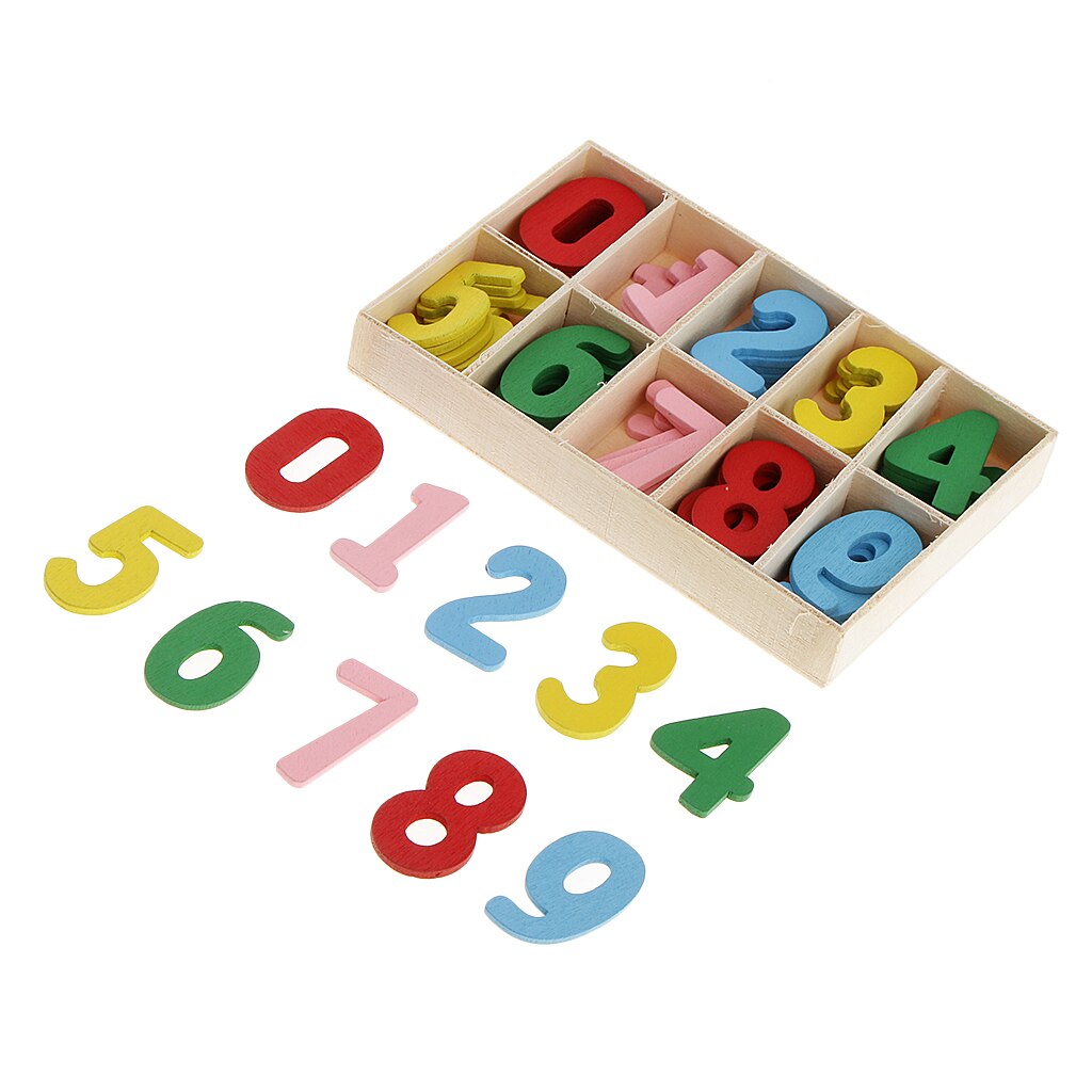 60 Pieces Colorful Wooden Number for Kids Early Learning Educational ...