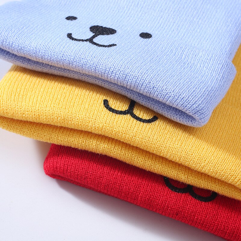 Kinderen 3d beren cartoon mutsen lente en herfst jongens meisjes mutsen gebreide mutsen winter warme effen kleur kindermutsen