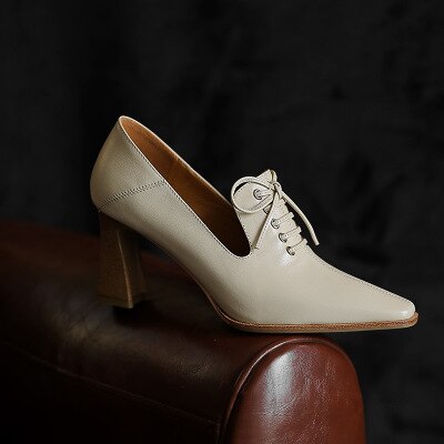 Spring pointed toe high-heeled women's shoes genuine leather