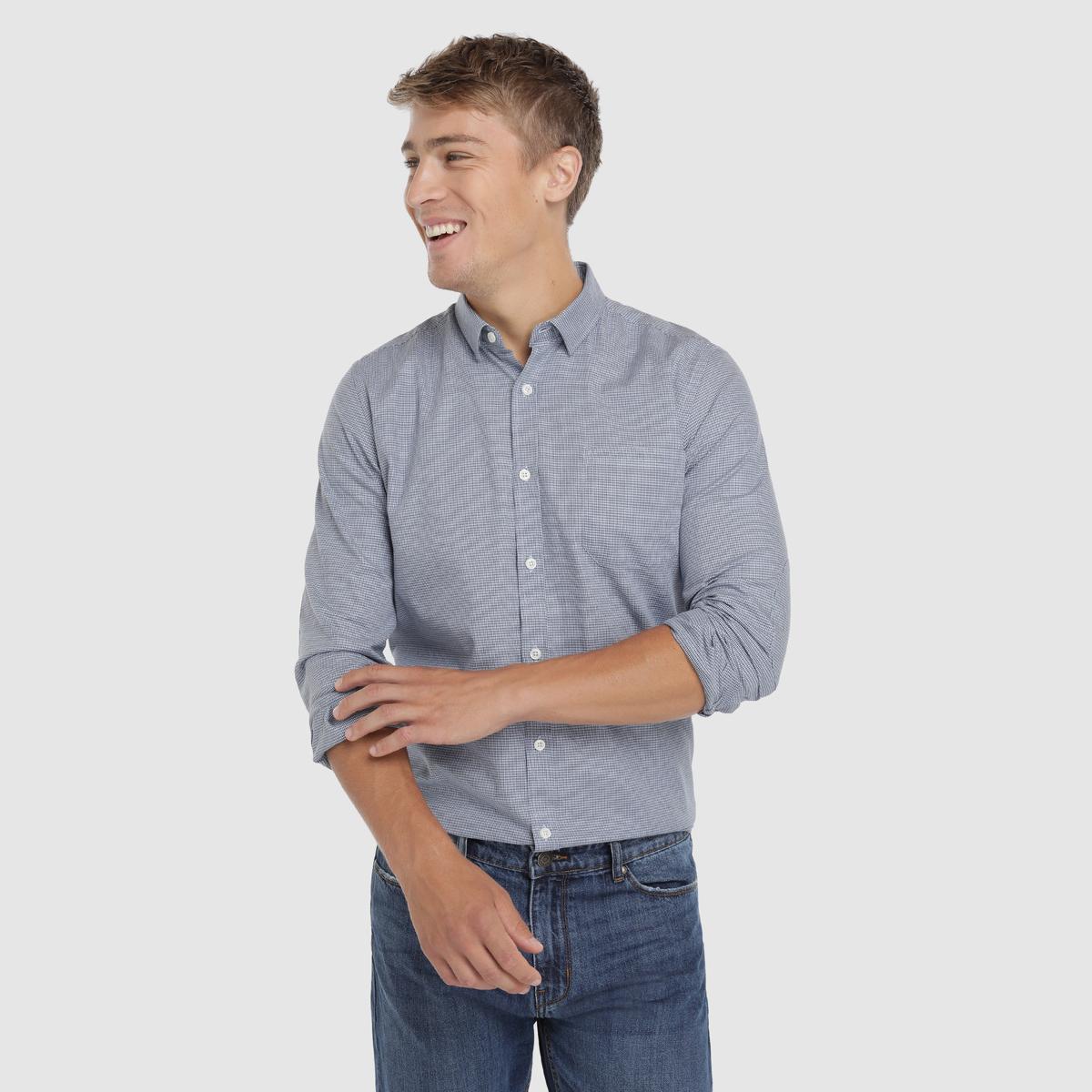 Unit - Camisa de sport para hombre lisa con botones. Ropa de hombre estilo casual para uso a diario: L
