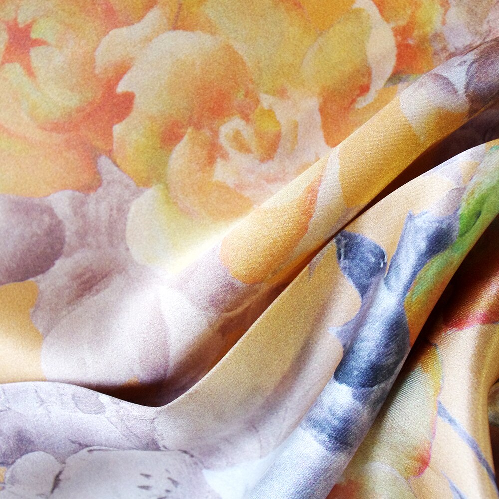 Aishidis Oblong zijden Sjaal Grace Bloem Sjaals & Wraps Mode Vrouwelijke Lente Kleding Accessoires Oranje Handgemaakte Zomen