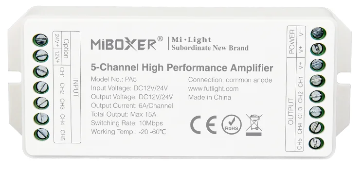 Miboxer fut 036 fut 038 fut 039 fut 096 wl5 wl- box 2 milight  rf 2.4g fjernbetjening lysdæmper cct rgb rgbw rgbcct til led strip lys: Sort
