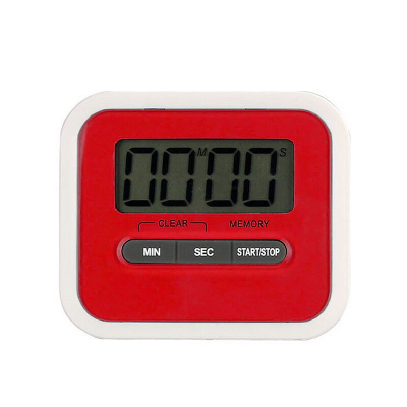 5 color Magnetic LCD Digital Kitchen Countdown Timer Alarm Kitchen Timer Practical Cooking Count Up Timer Loud Alarm Clock: red