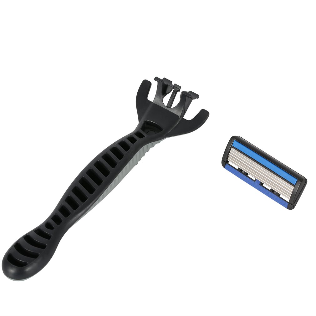 6 lags barbermaskine 1 barberbladsholder  + 7 blade udskiftning af barberhoved kassette barberkniv sæt blå ansigtskniv til mand