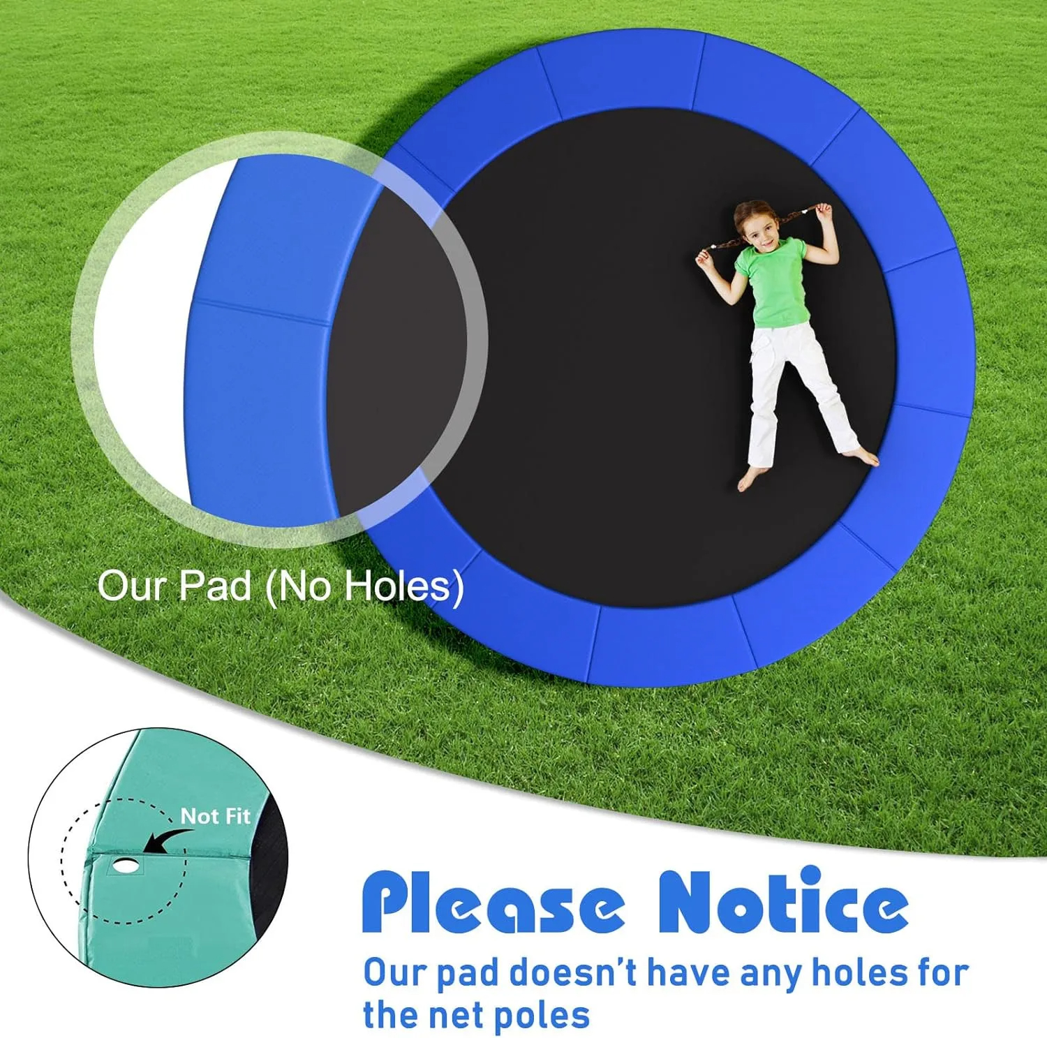6/8/10 Feet Trampoline Protection Mat Trampoline Safety Pad Round Spring Water-Resistant Protective Cover Home Sport Accessories