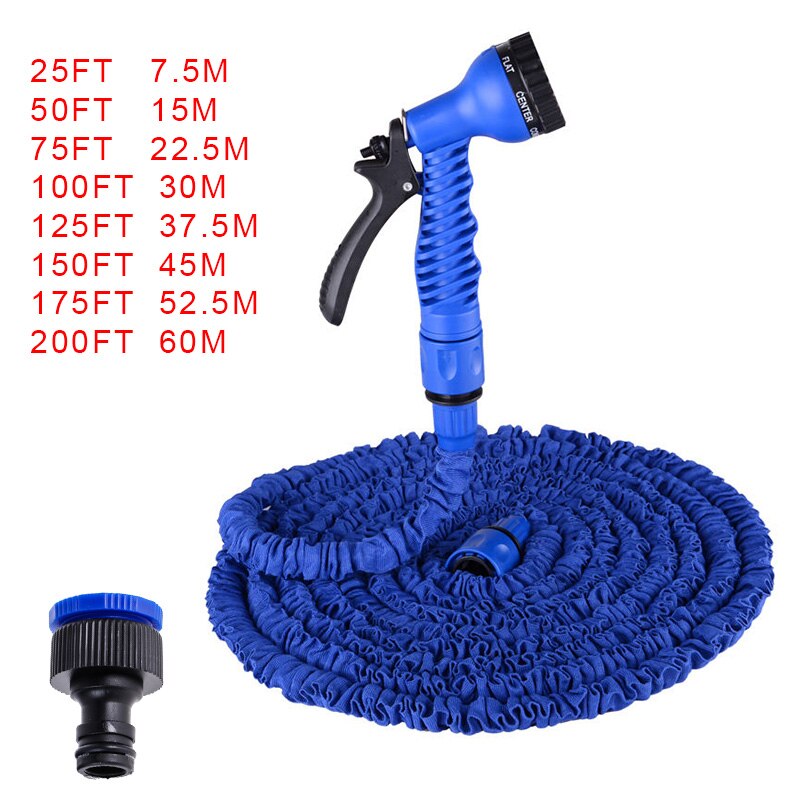 25FT 200FT Flexible Garden Hose Expandable Magic Water Hose EU Plastic Hoses Pipe With Spray Gun To Watering Car Wash Spray: 25FT / Blue