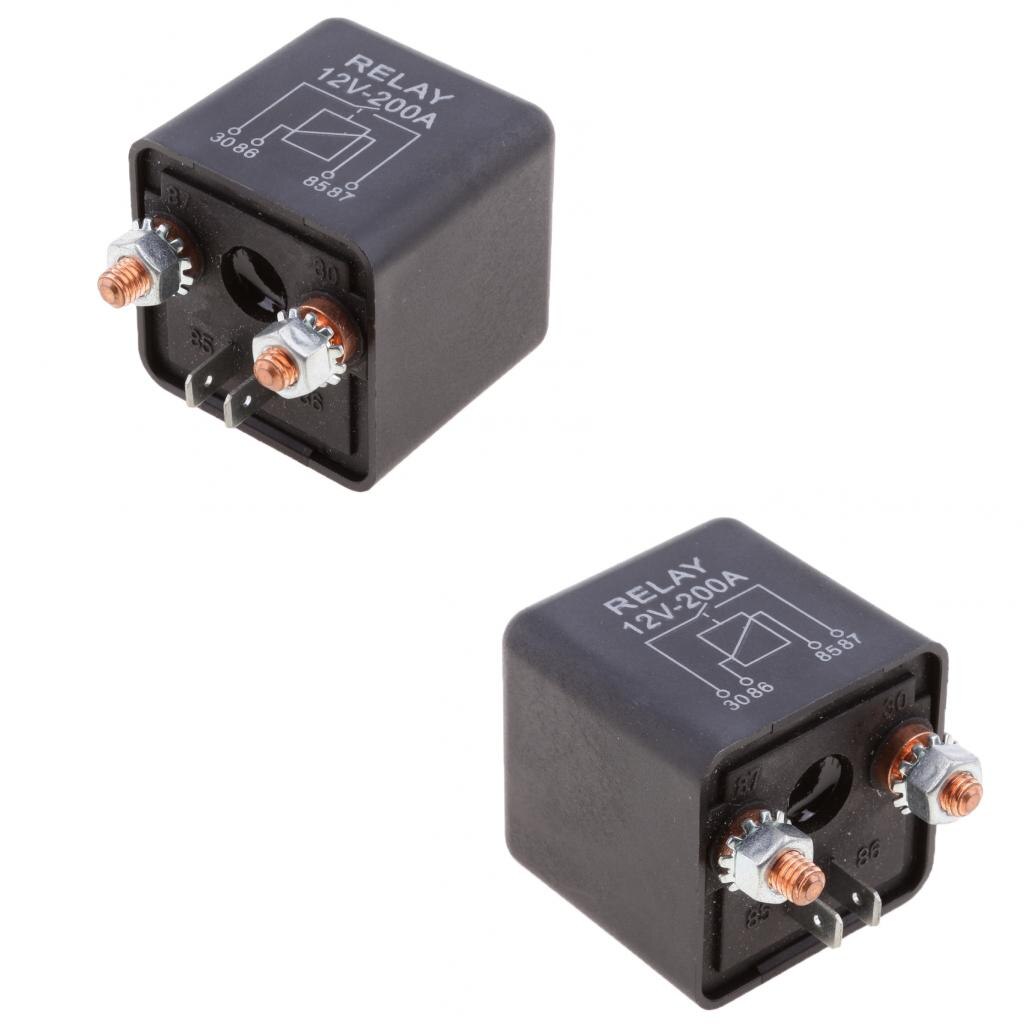 Relais à 4 broches 12v 200 a, Mini Amp, normalement ouvert, pour voiture, bateau, 2 pièces