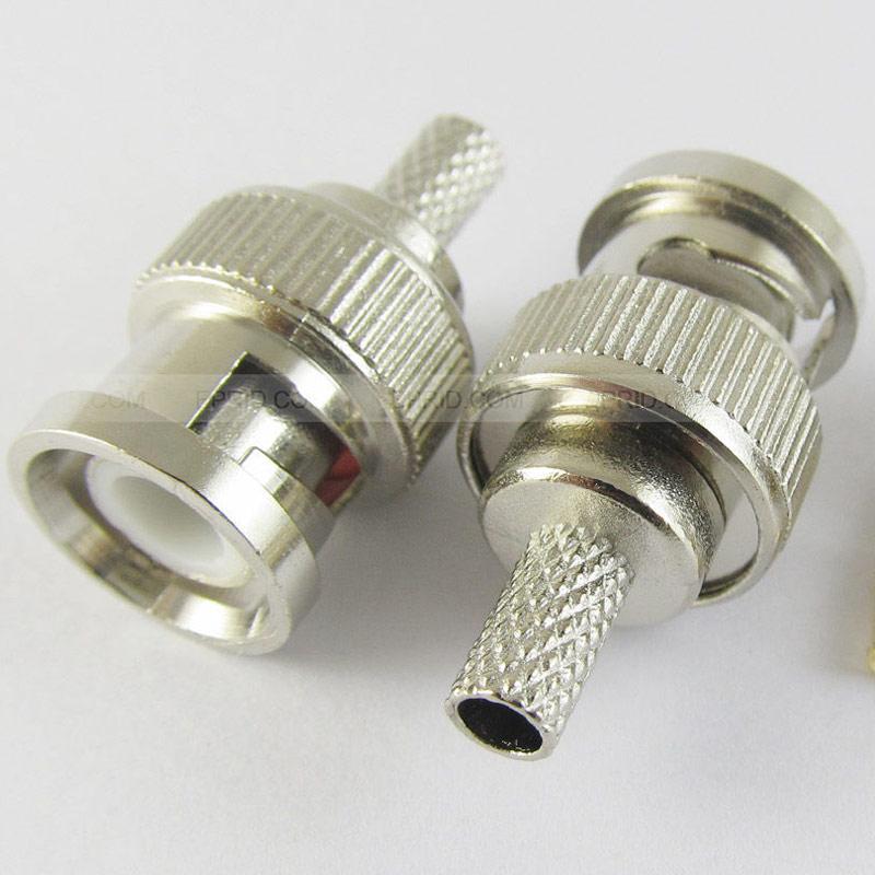 5x BNC Male Crimp Plug for RG59 Coaxial Cable 3-piece Crimp Connector CCTV Surveillance
