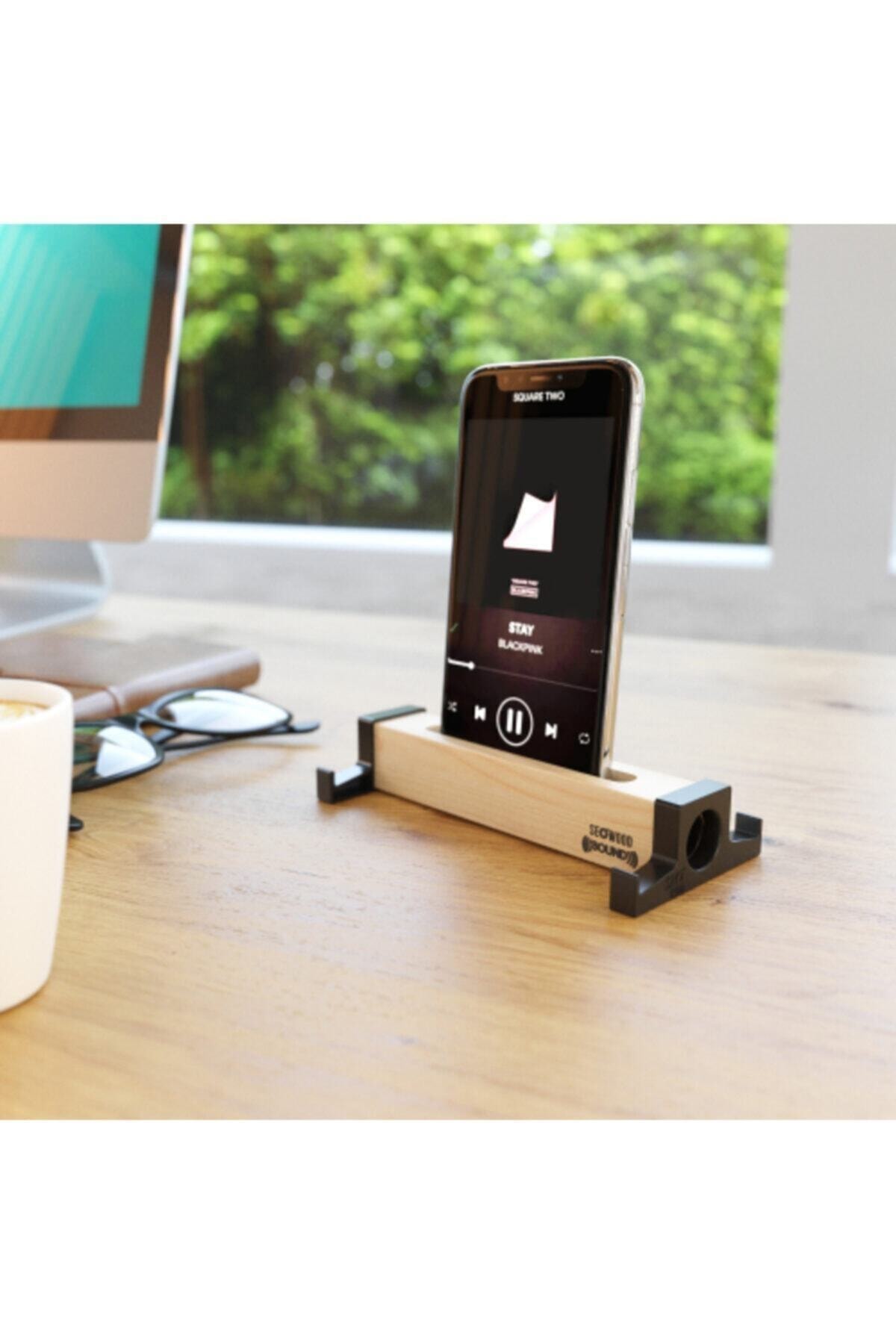 Wooden Acoustic Phone &amp; Tablet Stand. Sound Enhancement and Adding Acoustics to Sound Stereo Sound