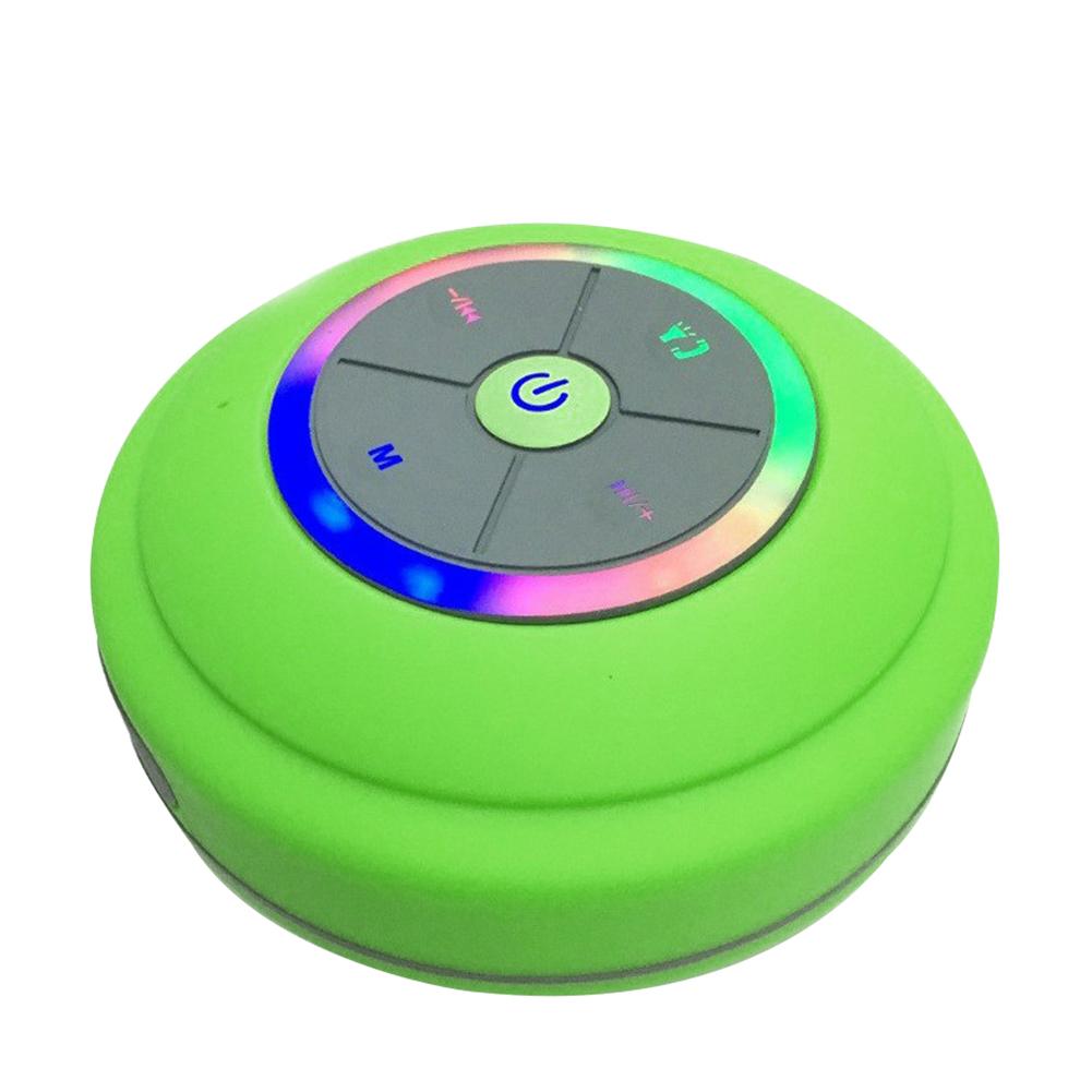 Altavoz Bluetooth para exteriores ventosa impermeable inalámbrico para coche altavoz para teléfono móvil tarjeta de memoria con lámpara LED Radio FM: Green