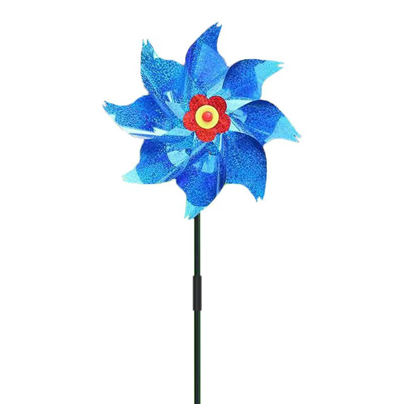 Repelente de aves, molinetes reflectantes brillantes, espantapájaros, molinete, molino de viento, Spinner, decoración de patio de césped y jardín, repelente para mantener los pájaros: Azul