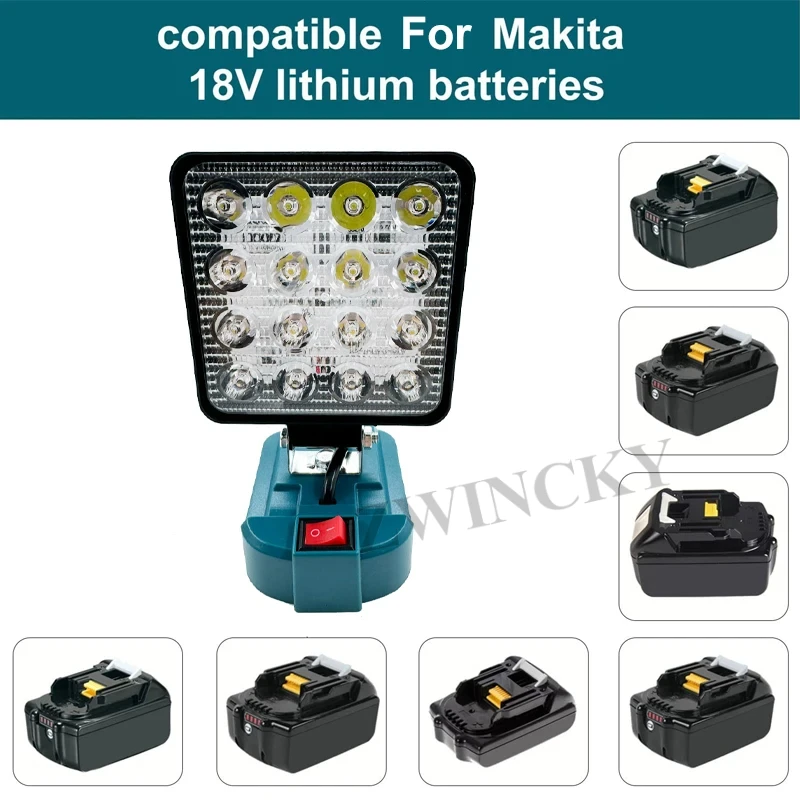 Lampe de travail LED lampe de poche 3 pouces pour Makita 18V Li-ion batterie Portable lampe d'inondation de secours lampe de Camping HongSong FoGo Lomvum