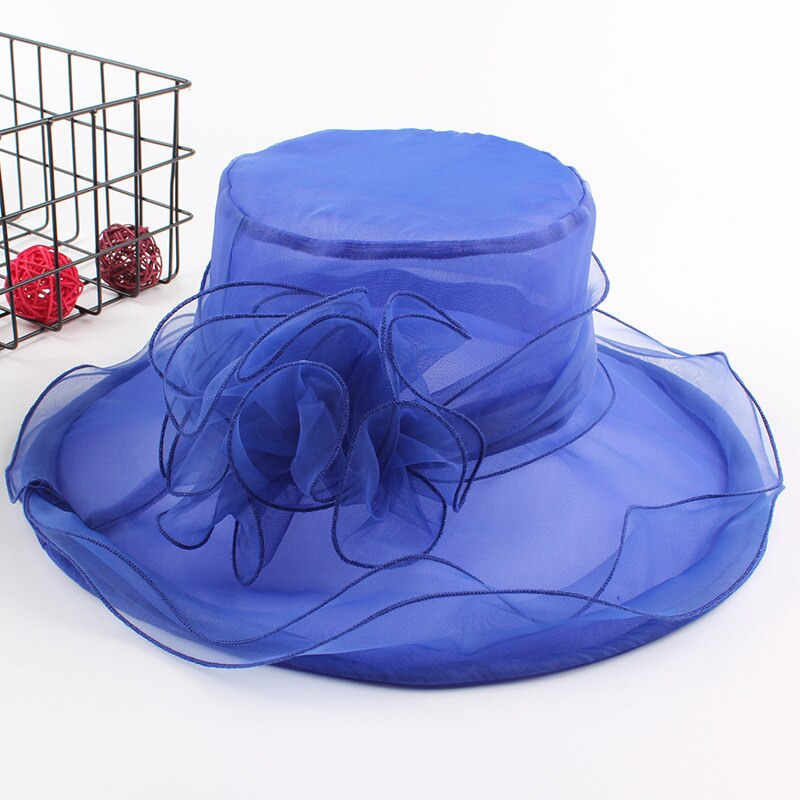 Elegante Dames Hoed Organza Hoed Bruids Hoed Mesh Hoed Party Gelegenheid Hoed Bruiloft Buiten Voor Jurk Vrouwen Zonnehoed cap Voor Vrouwen: Blauw
