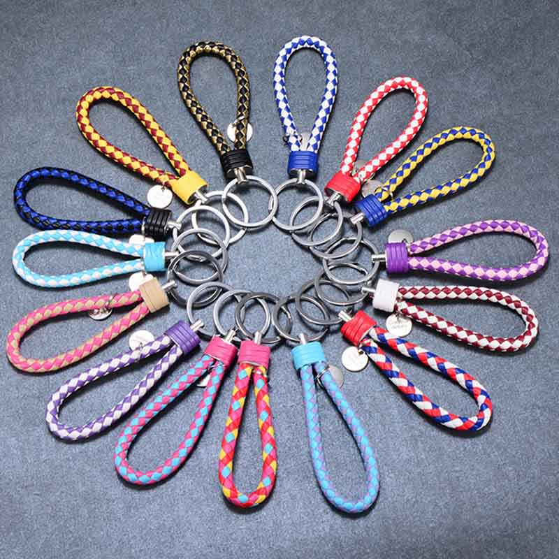 Fatti a mano Intrecciato PU Portachiavi In Pelle Catena Chiave Portachiavi In Metallo Portachiavi Auto Portachiavi Anello chiave Dell'automobile Chiave Pendente Del Sacchetto Accessori Anello