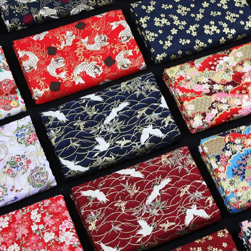 Tissu Japonais Pur Coton Imprimé Floral Papillon - 100 Cm De Large, Vendu Au Mètre - Pour Couture Et Artisanat