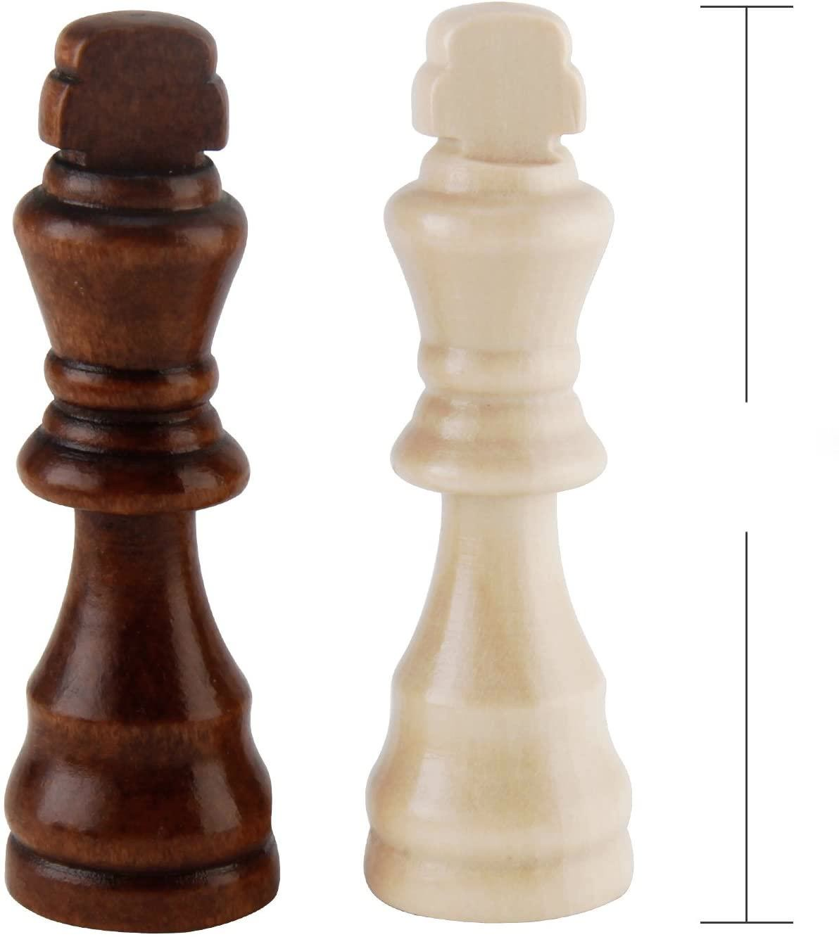 Wooden Chess Pieces Only 32 Pieses Standard Tournamen Staunton Wood Chessmen 8cm King Storage Bag Chess Game